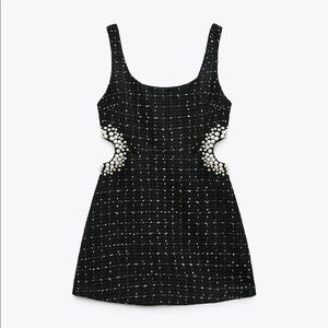 ZARA TEXTURED WEAVE DRESS Tweed Pearl Dress SOLD OUT ONLINE